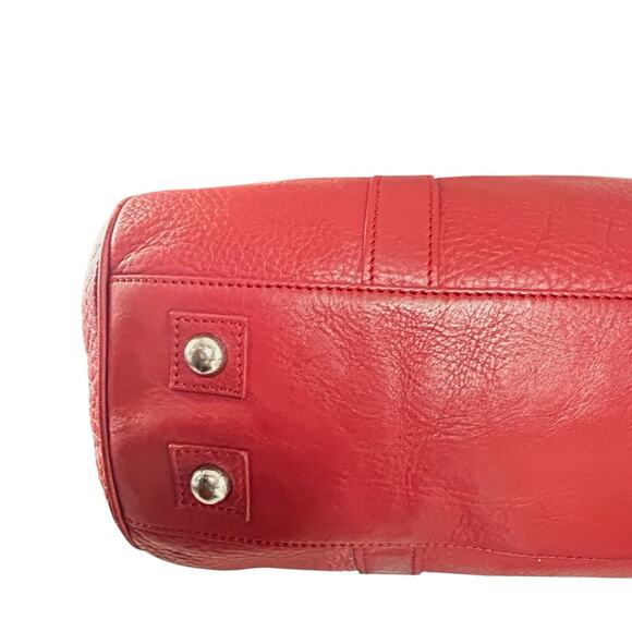 Bayswater Inspired Leather Tote Satchel Red Silver Toned Hardware READ - Picture 4 of 16